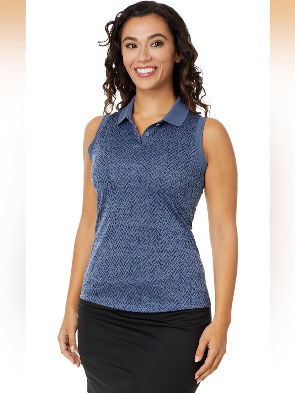 Adidas Ultimate365 Jacquard Sleeveless Textured Polo Top